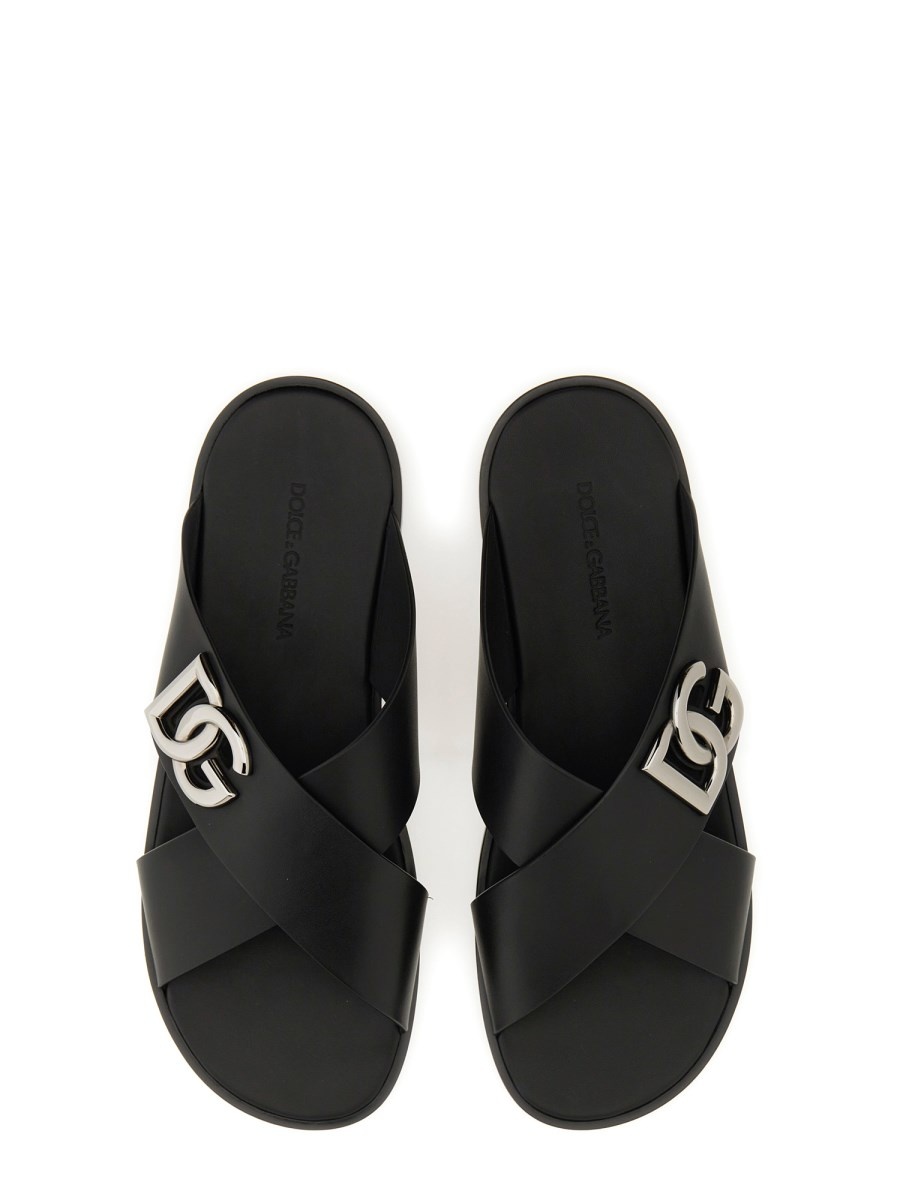 LEATHER SANDAL WITH LOGO - 2
