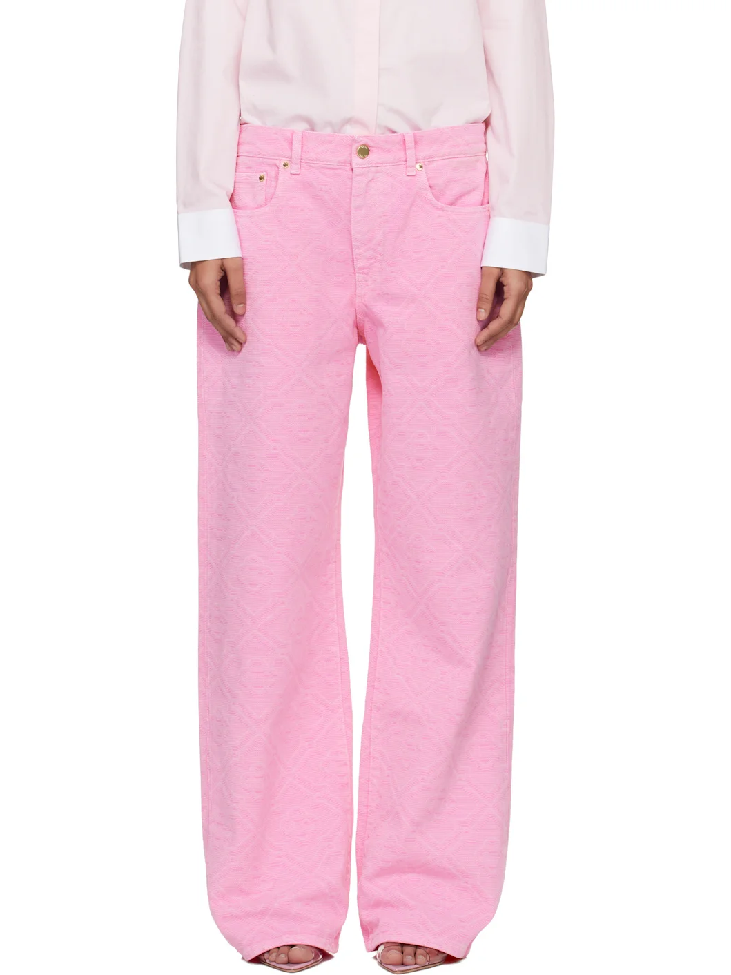 Pink Monogram Jeans - 1