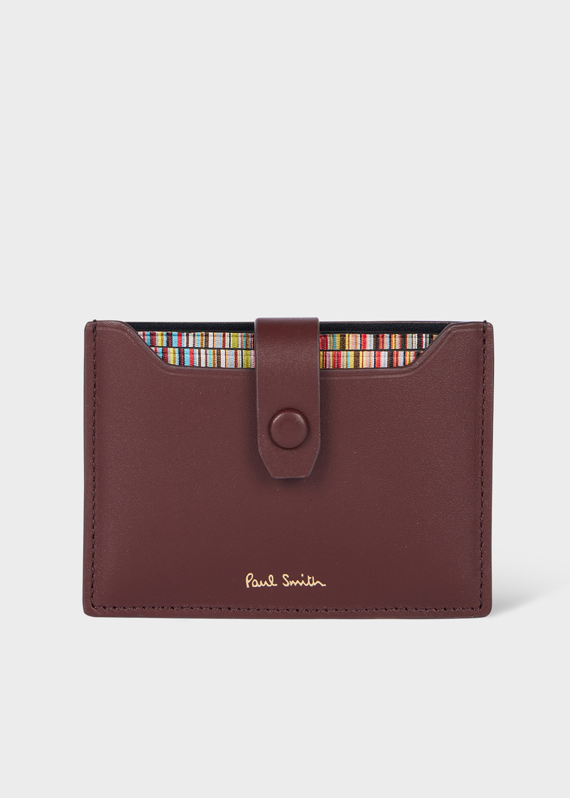 Burgundy Leather Credit Hard Holder With 'Signature Stripe' Pull Out 1
