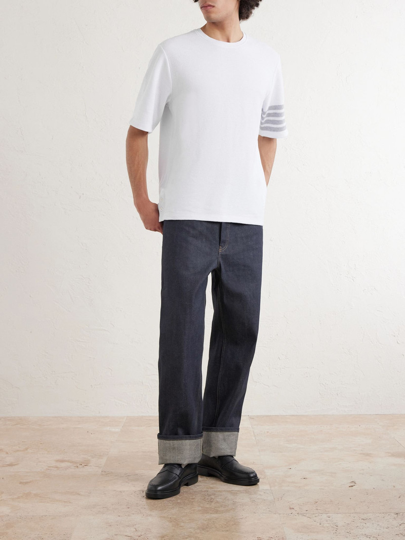 Thom Browne Striped Cotton-Piqué T-Shirt White outlook