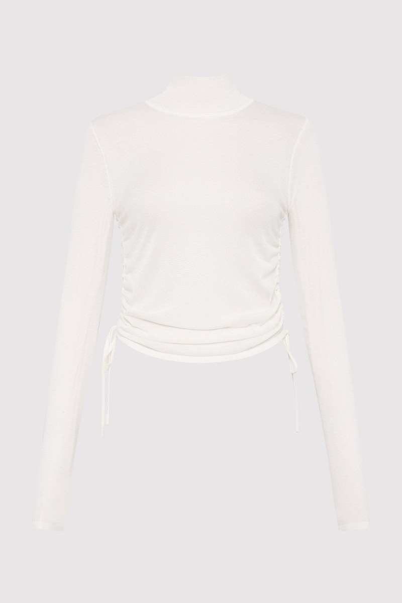 Sheer Ruched Top - White 1