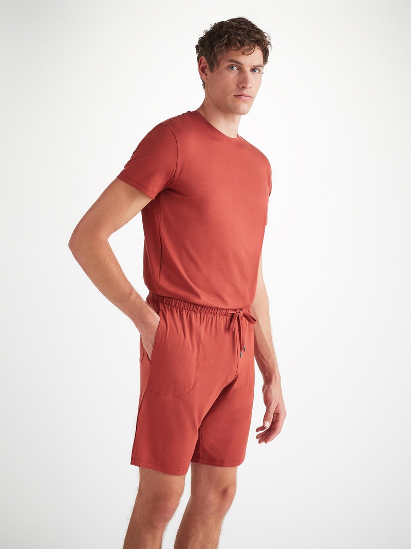 Men's Lounge Shorts Basel Micro Modal Stretch Rust Red - 3