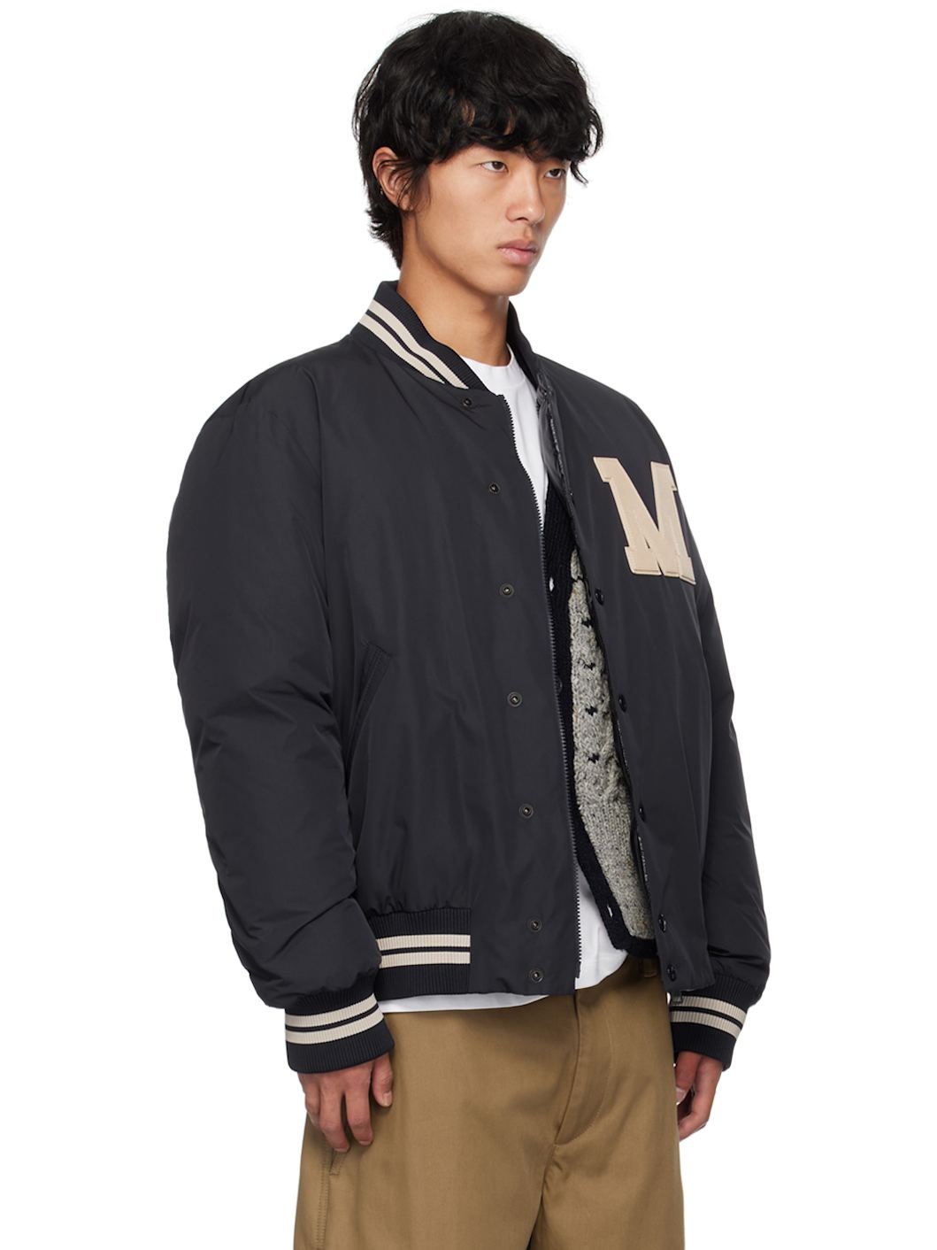 Navy Lateltin Down Bomber Jacket - 2