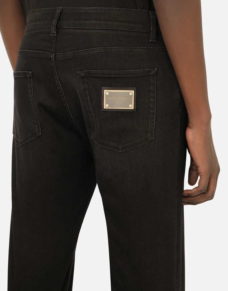 Dark gray wash slim-fit stretch jeans - 5