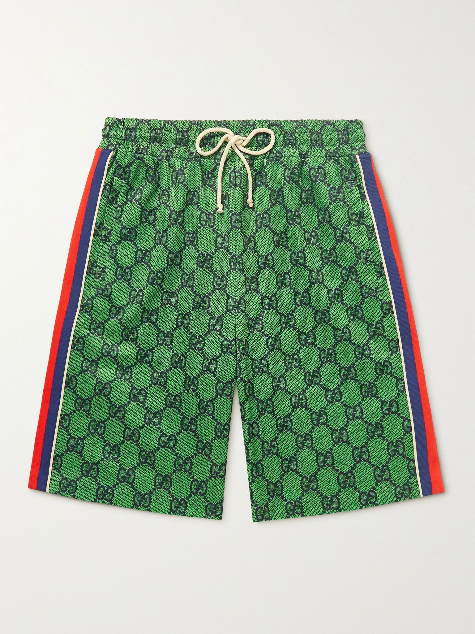 Webbing-Trimmed Monogrammed Tech-Jersey Drawstring Shorts - 1