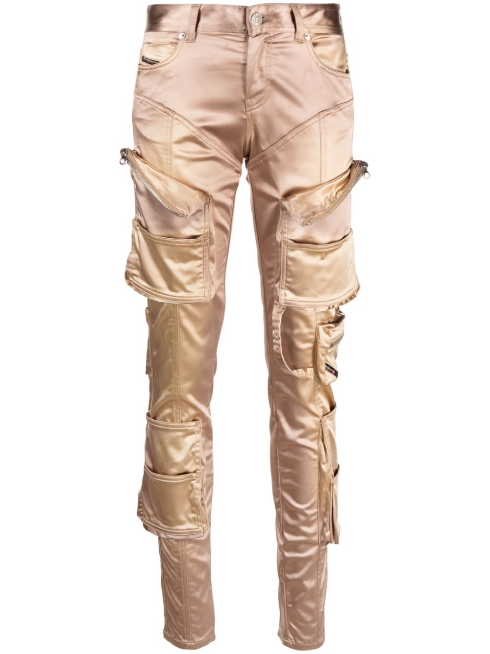 slim-cut satin cargo trousers - 1