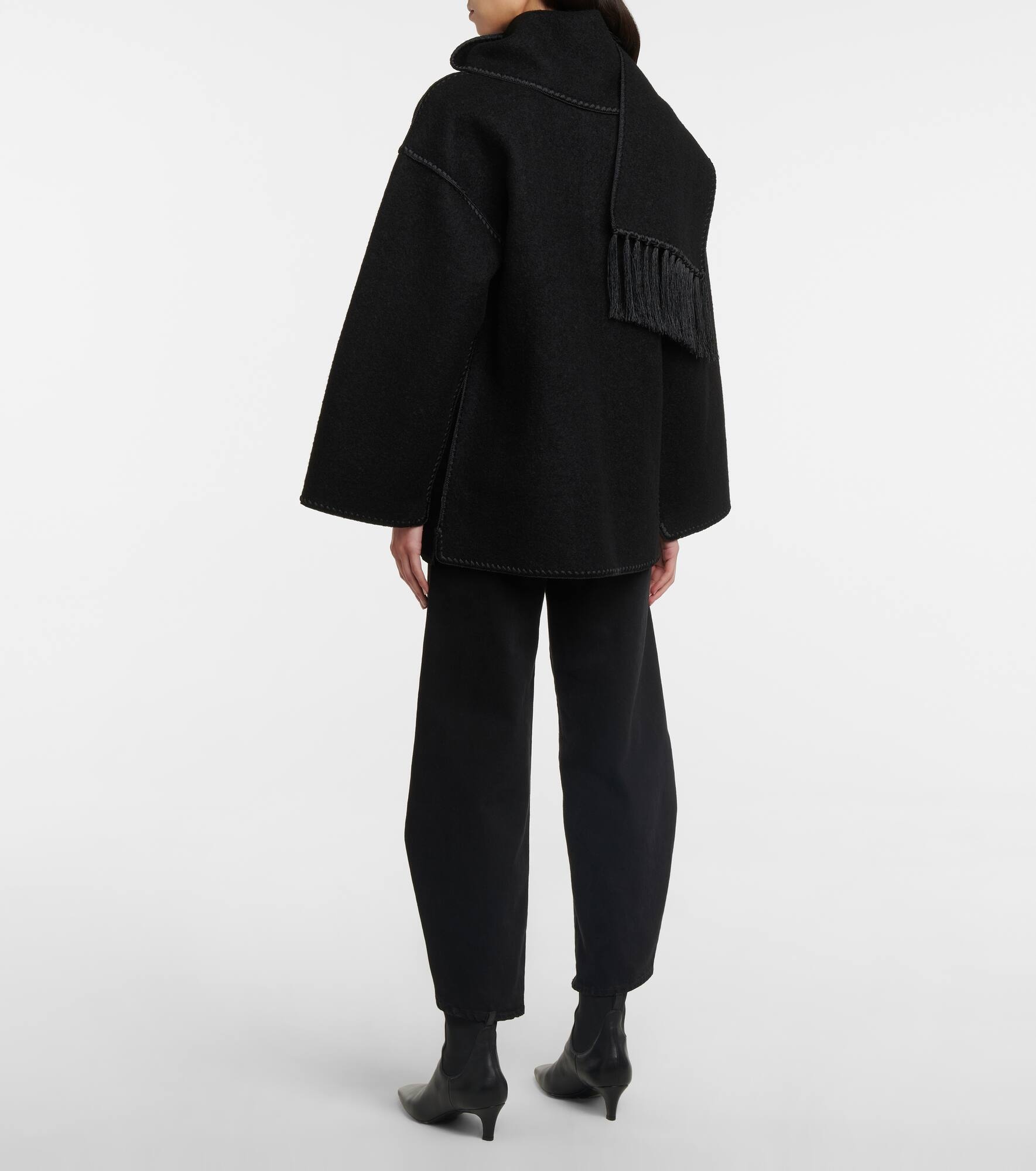 Embroidered wool-blend scarf jacket - 3