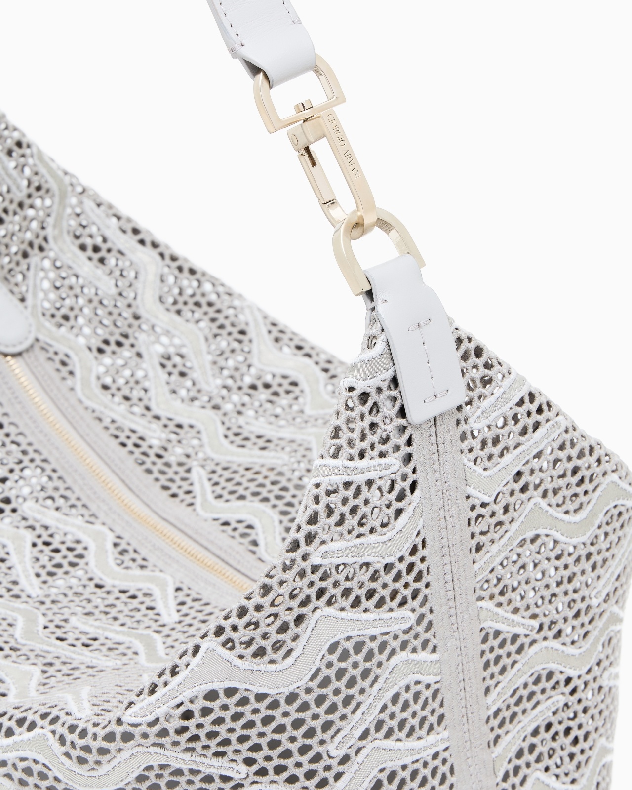 LARGE LA PRIMA SOFT HOBO BAG IN SHIMMERING LACE AND NUBUCK - 7