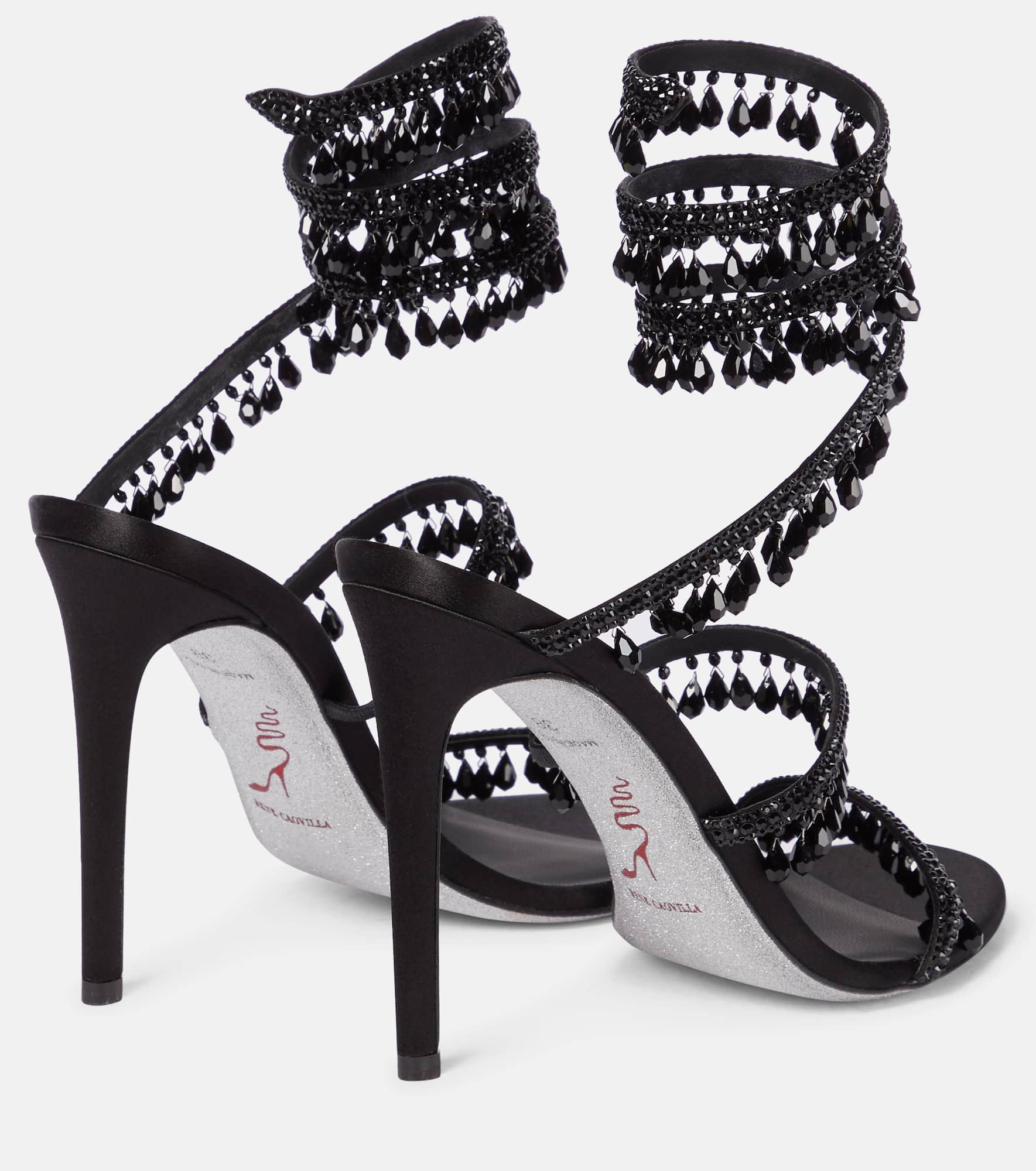 Chandelier embellished satin sandals - 3