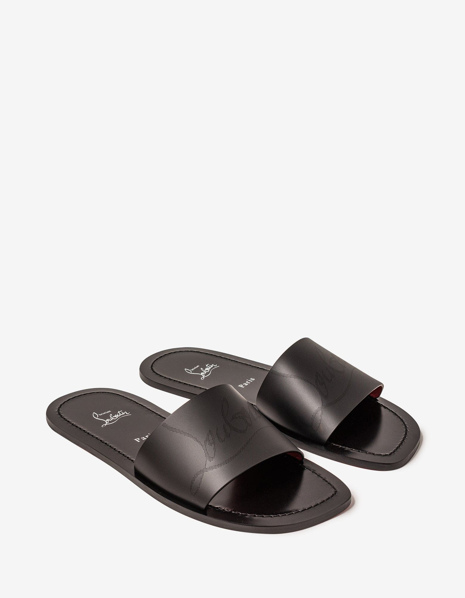 Christian Louboutin Coolraoul Black Leather Slide Sandals - 1