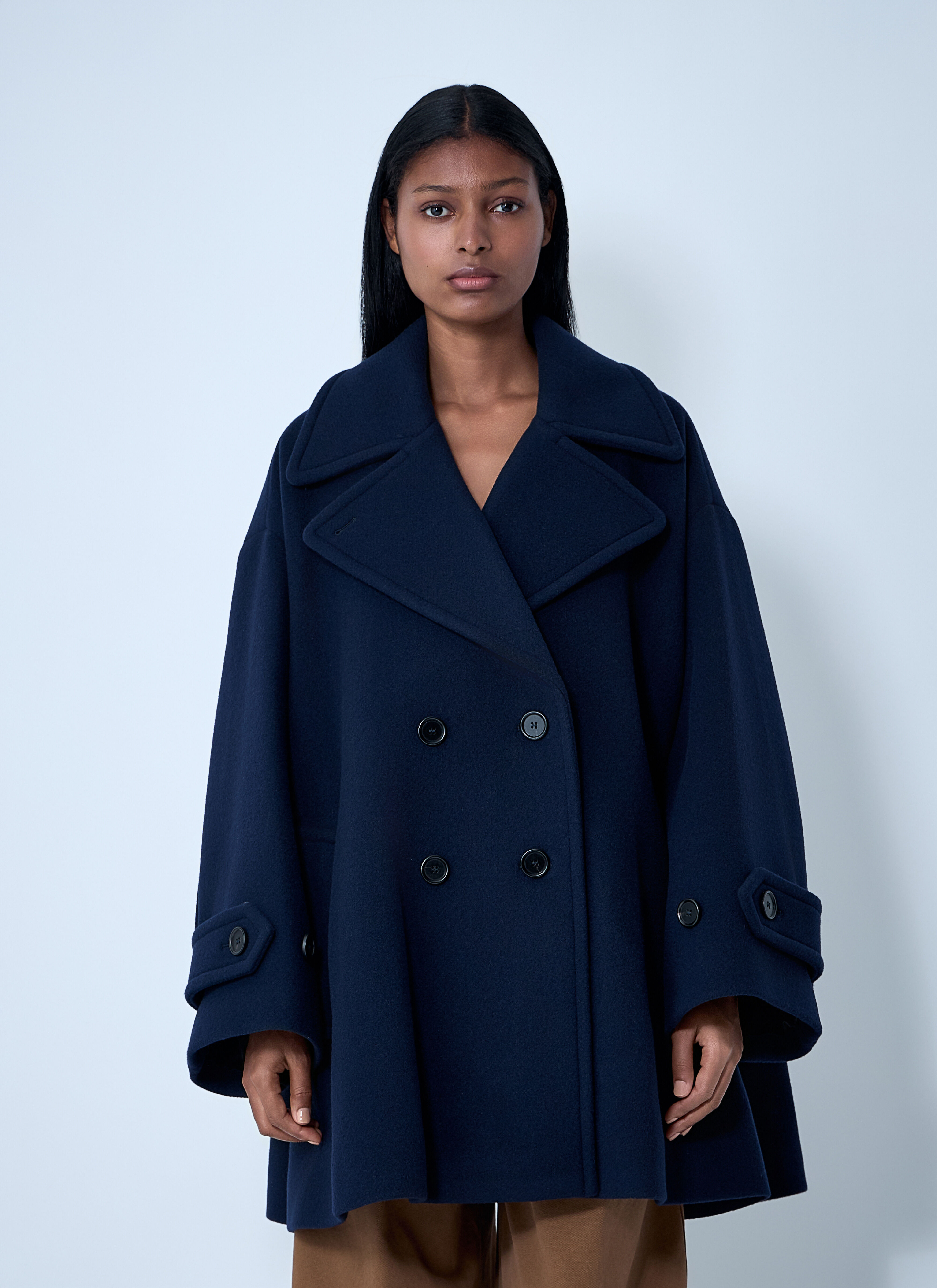 Double-Breasted Wool-Blend Coat - 1
