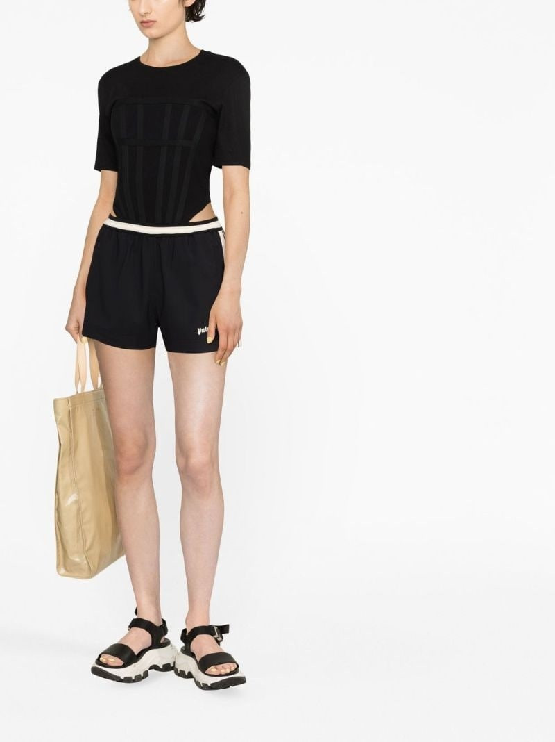 Palm Angels logo-print stripe-detail shorts outlook