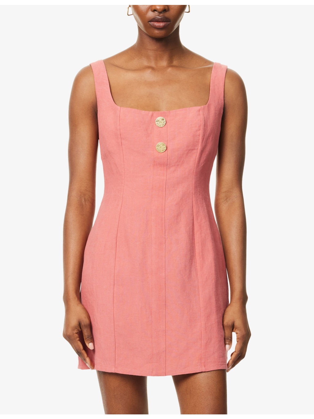 Eissa Square-Neck Linen Mini Dress - 3