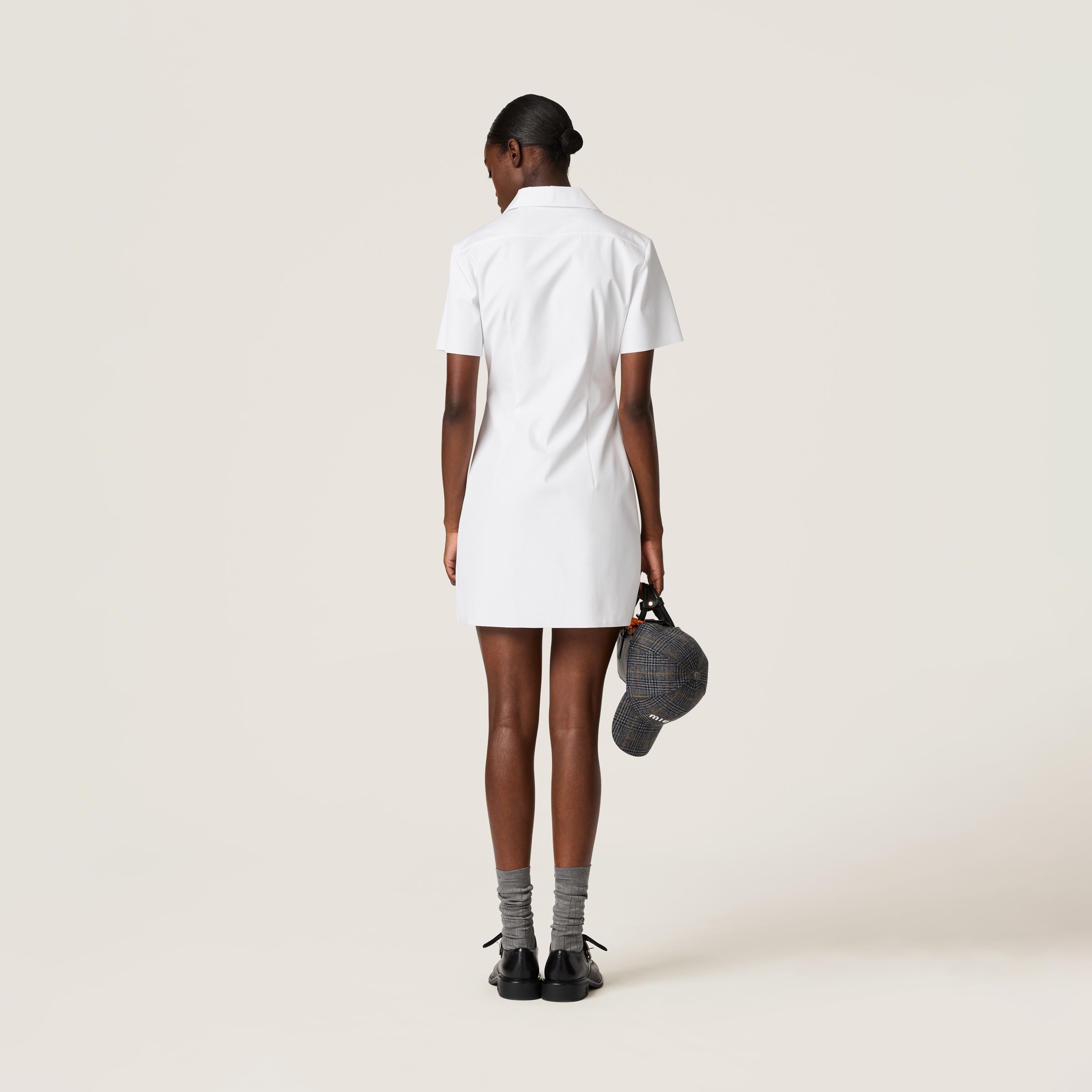Poplin and jersey mini-dress - 3