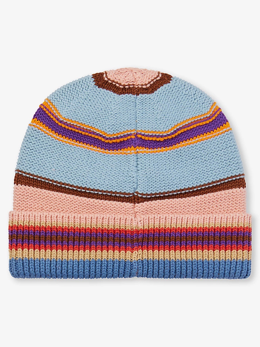 Striped logo-patch cotton-knit beanie - 3