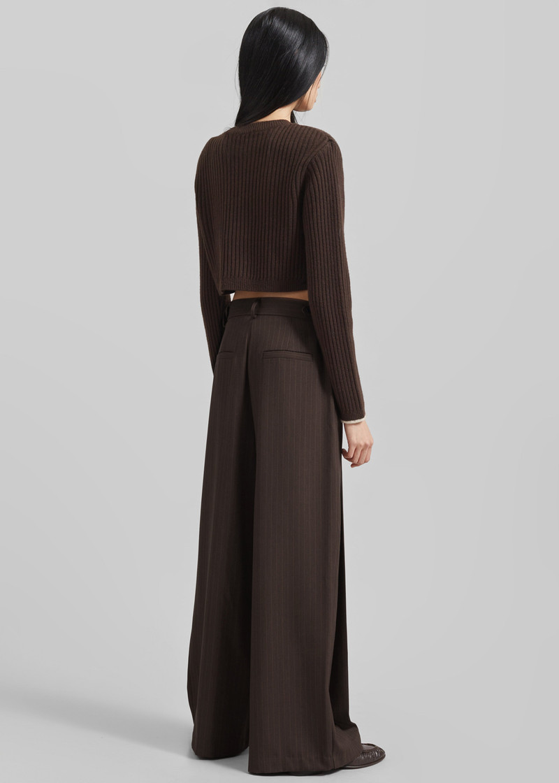 Ritsem Cropped Ribbed Wool Sweater - Dark Brown 6
