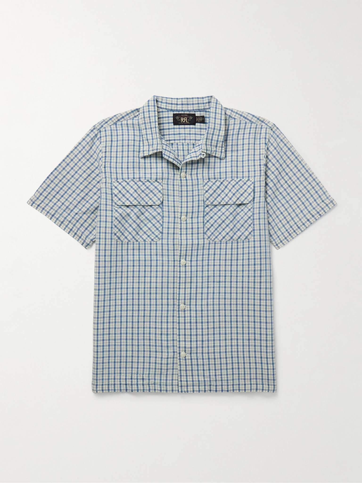 Convertible-Collar Checked Cotton and Linen-Blend Shirt - 1