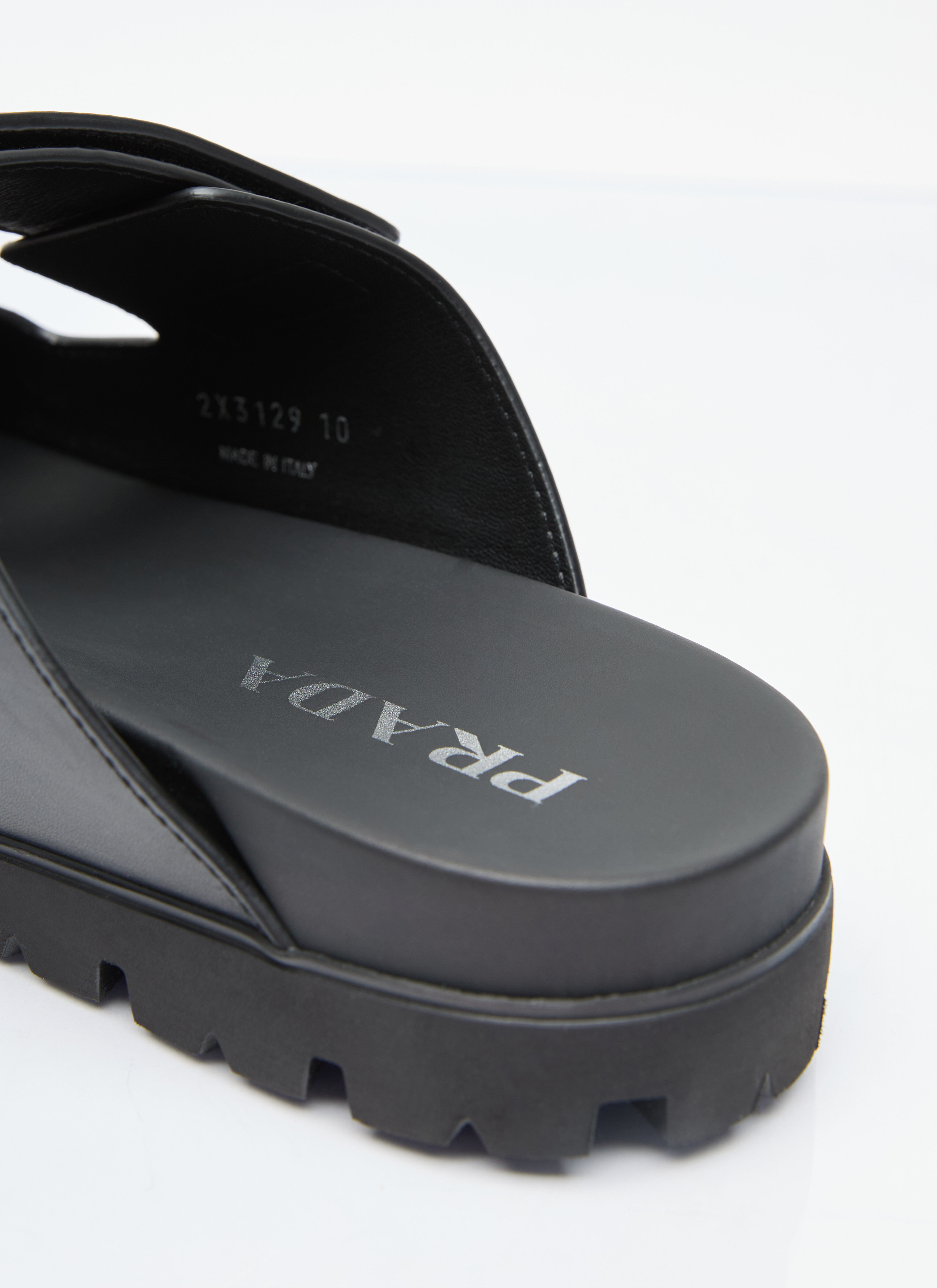 Logo Plaque Leather Slides - 6