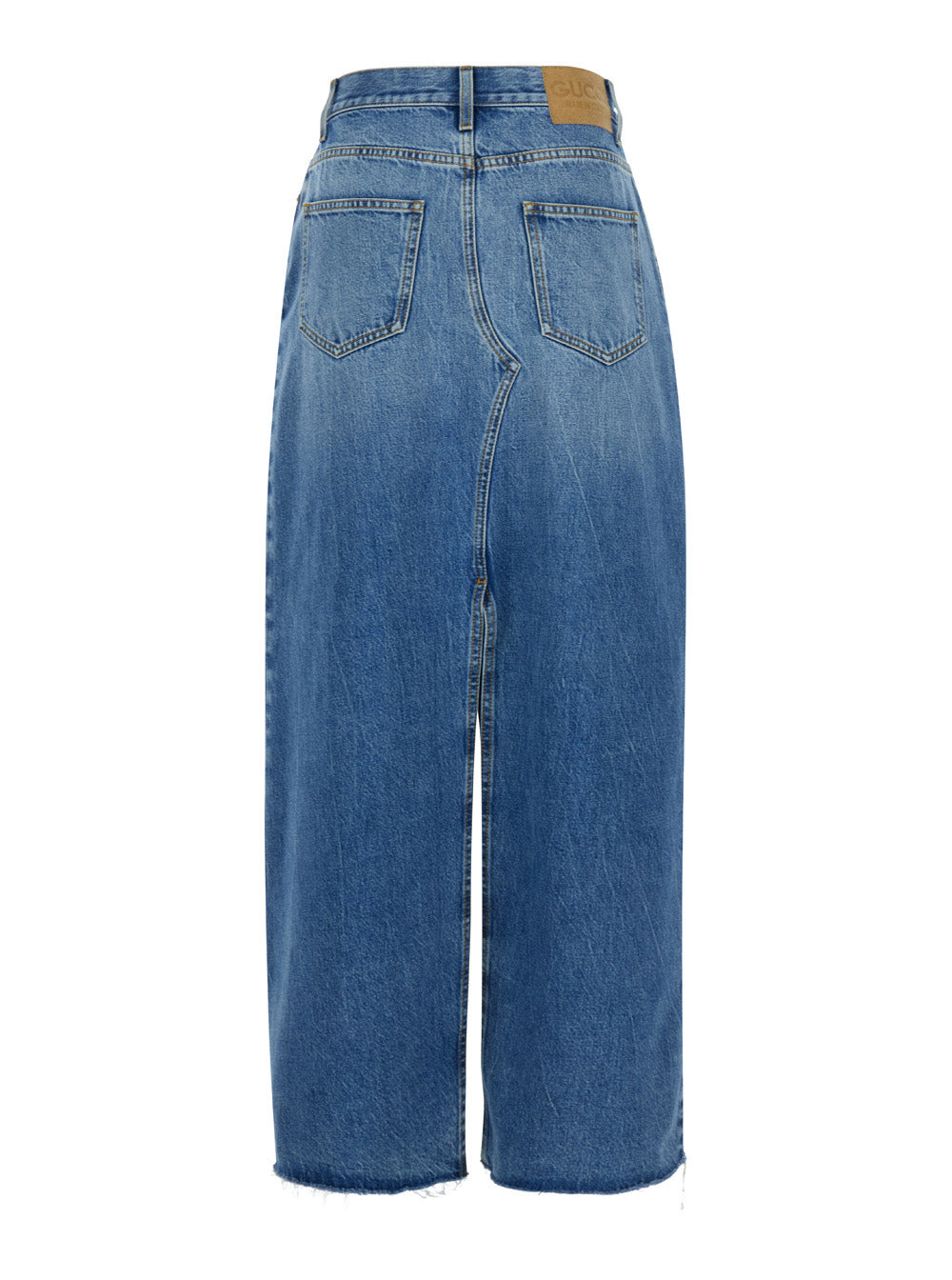 Gucci Women Light Blue Denim Midi Skirt With Horsebit In Cotton Woman - 2