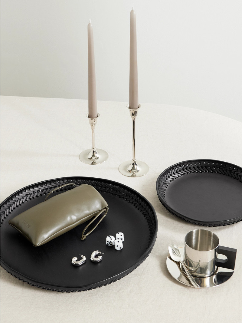 HUNTING SEASON Set Of Three Whipstitched Leather Trays outlook