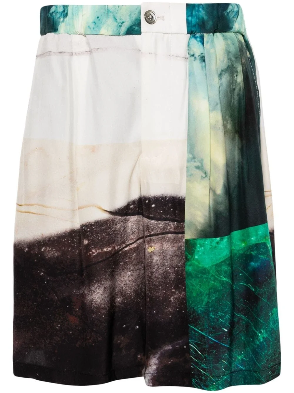patchwork-print silk shorts - 1