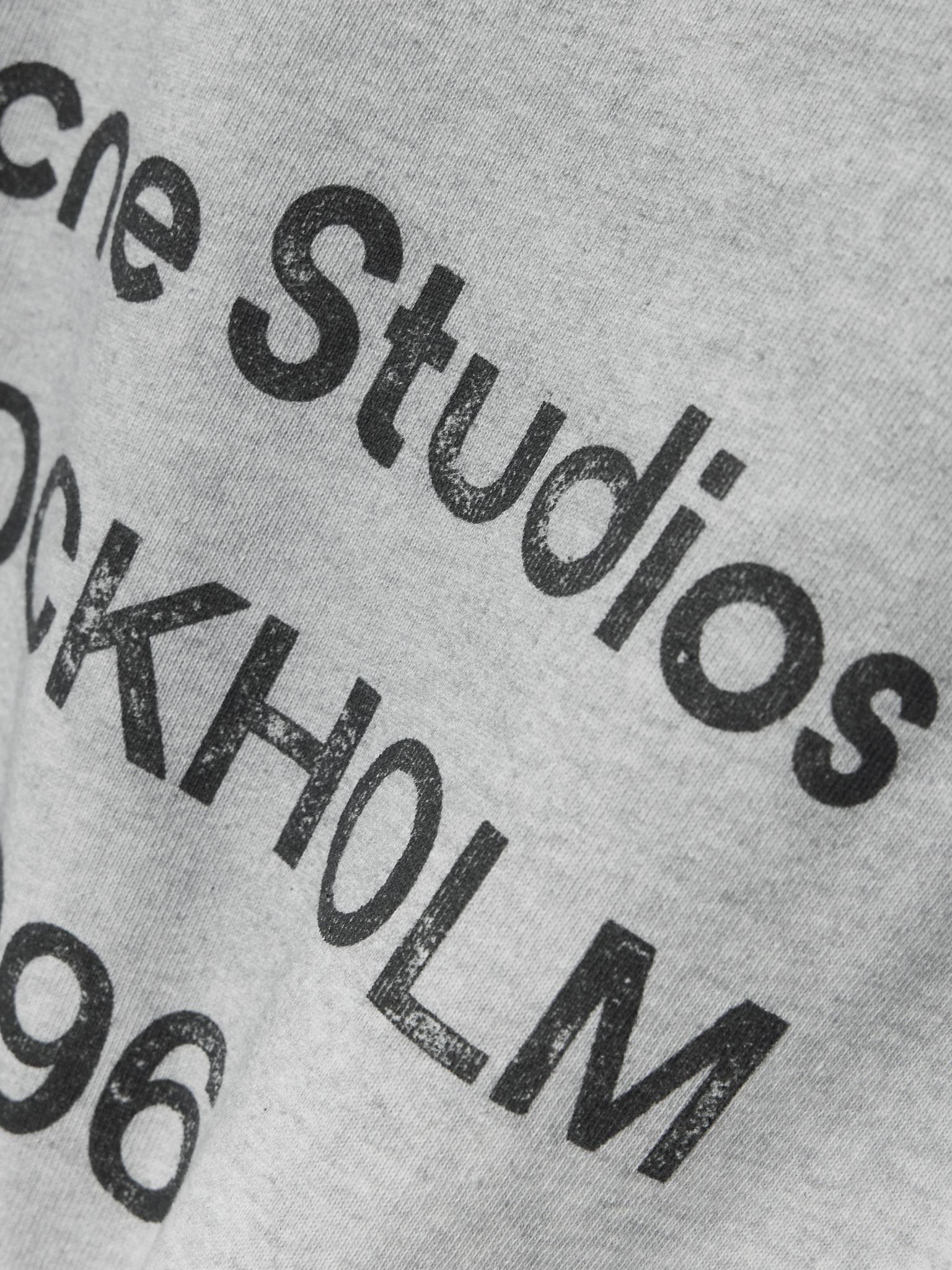 Printed cotton-blend jersey hoodie Light gray - 4