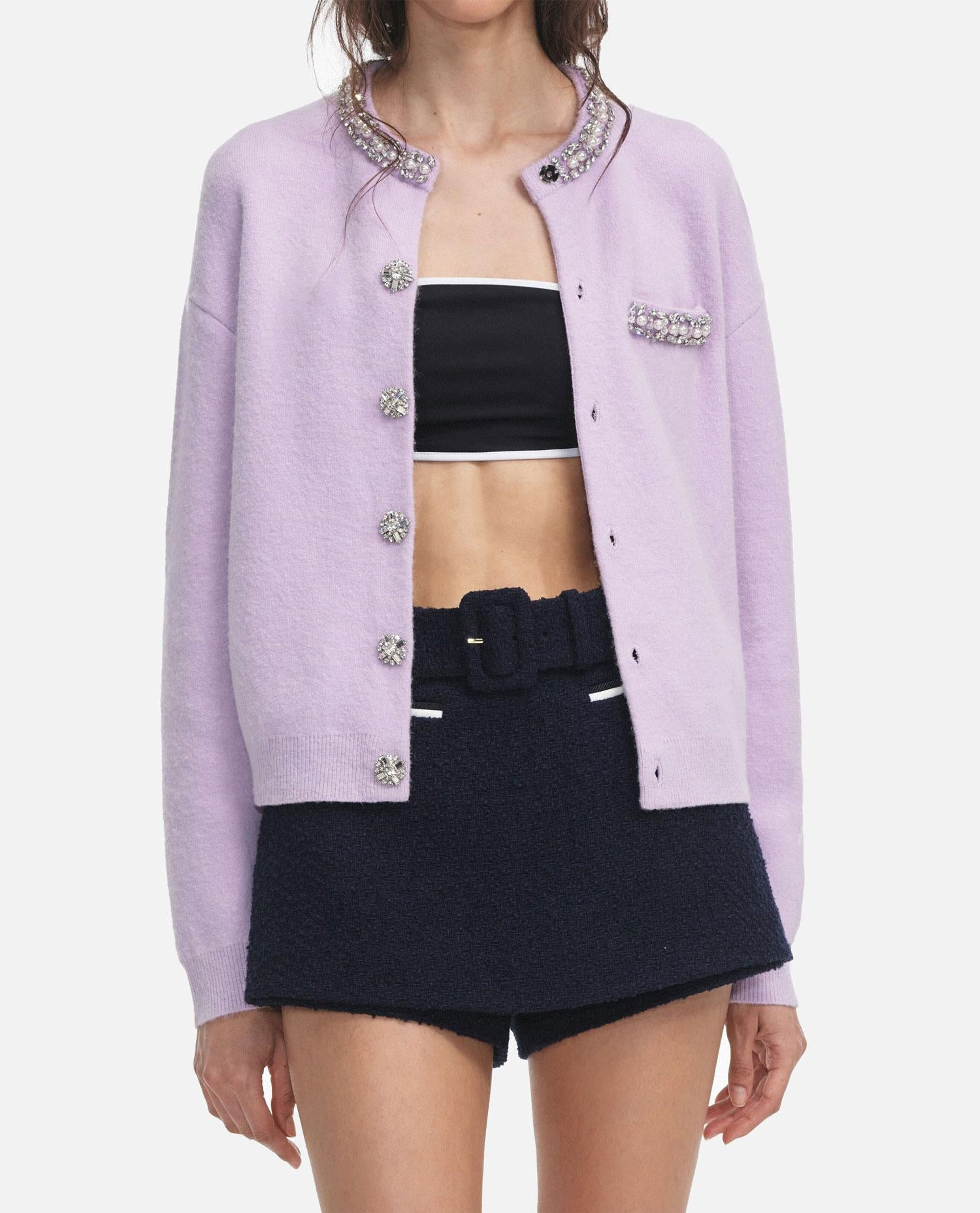 LILAC CRYSTAL TRIM CARDIGAN - 2