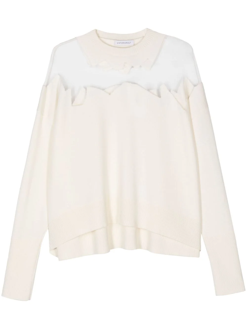 semi-sheer panel sweater - 1