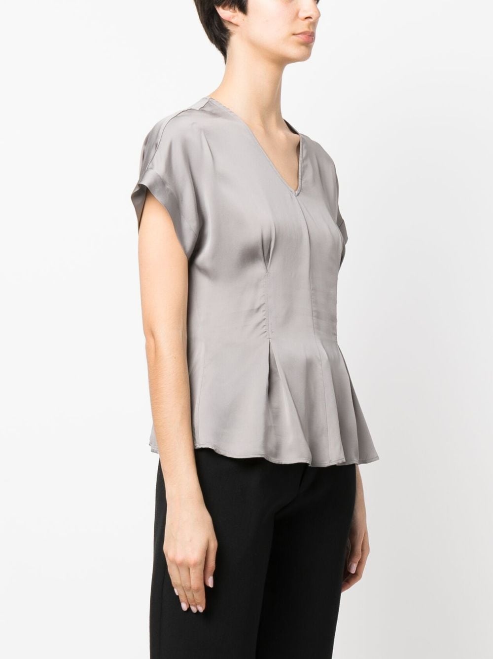satin-finish flared blouse - 3