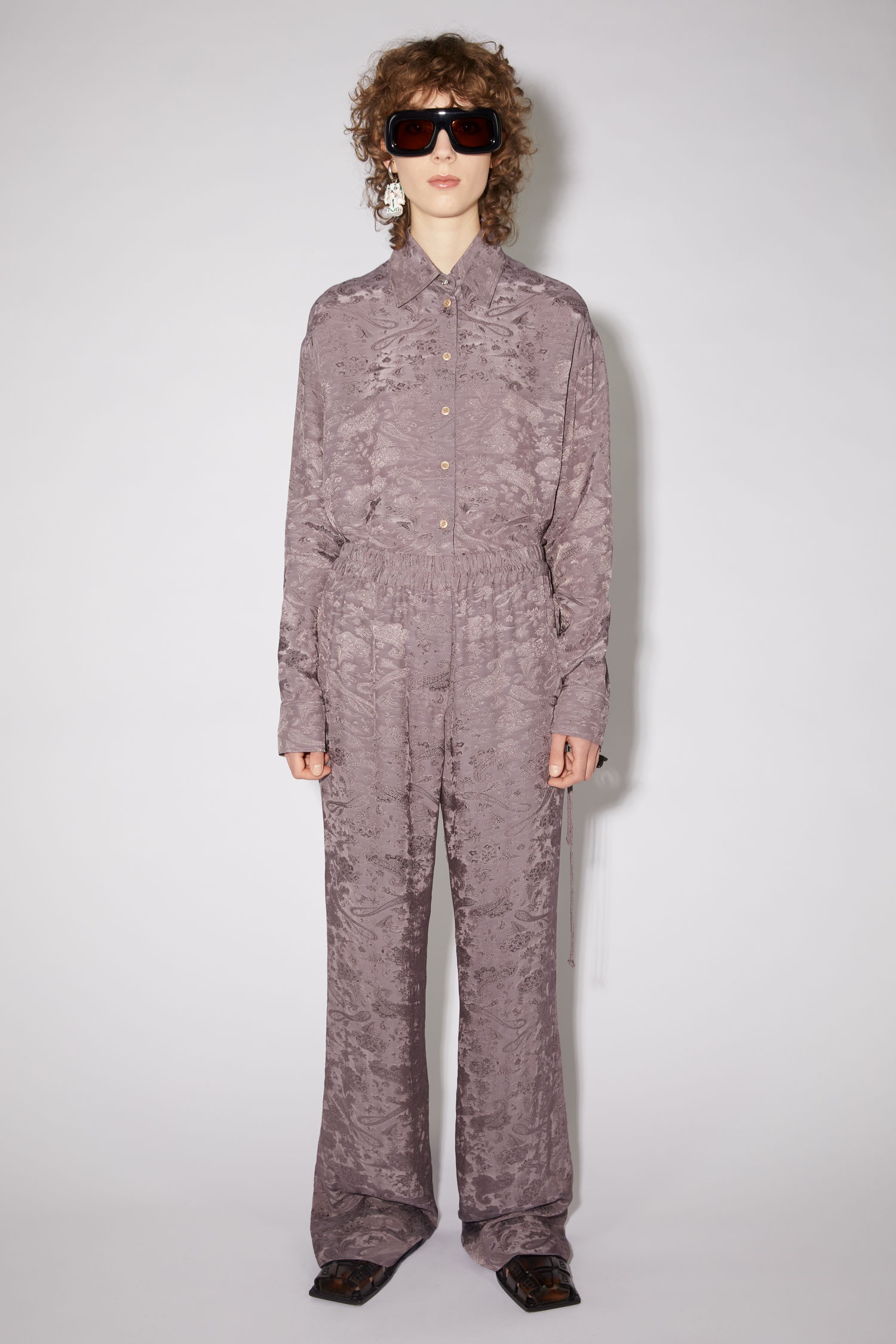 Fluid satin trousers - Mauve purple - 2
