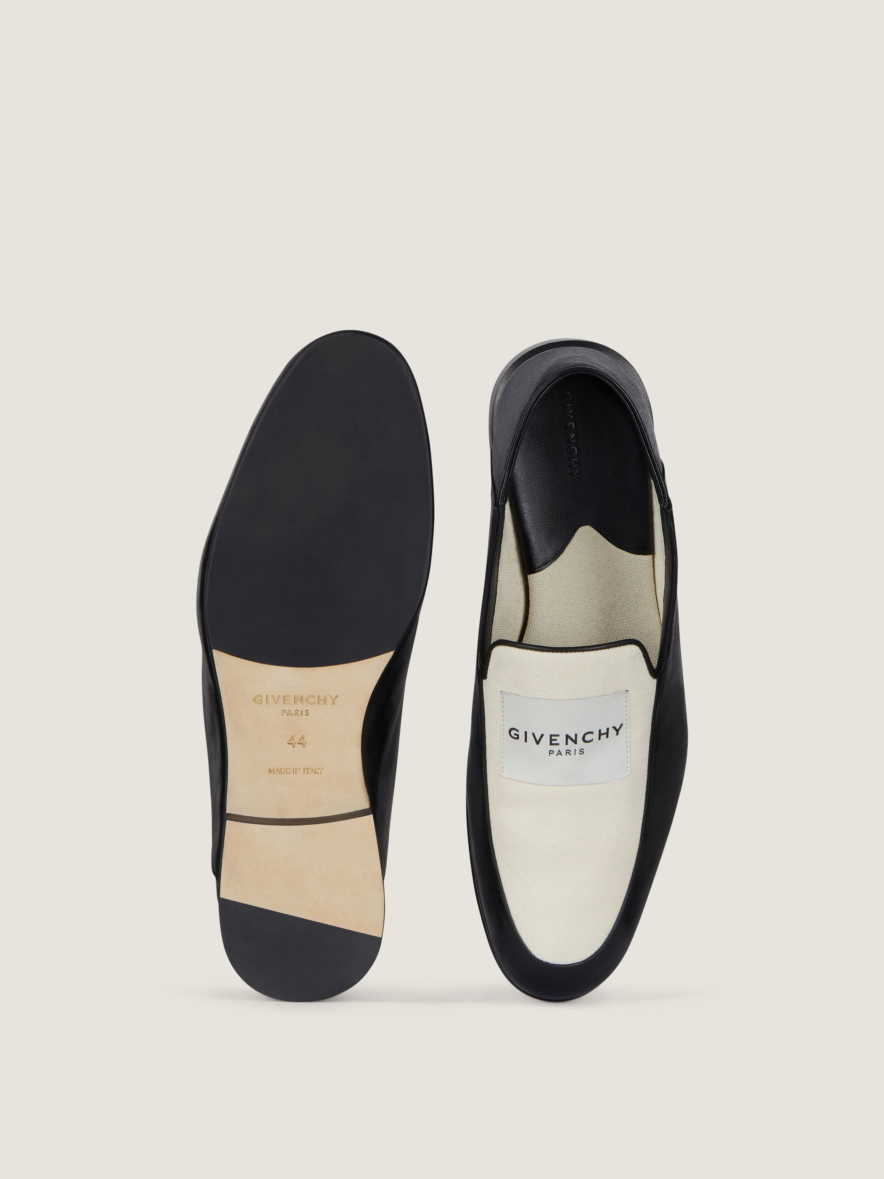 LABEL LOAFERS IN SHINY LEATHER AND CANVAS - 4