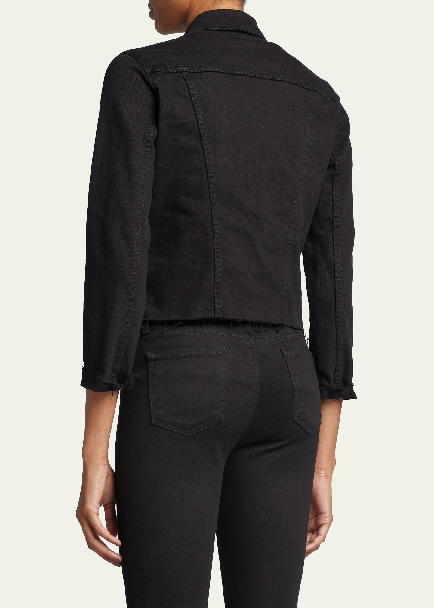 Janelle Slim Raw-Edge Denim Jacket - 3