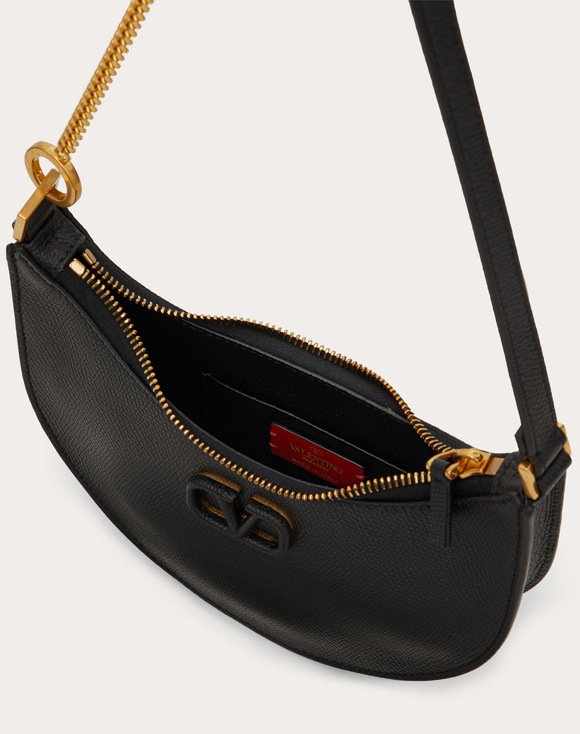 MINI VLOGO SIGNATURE GRAINY CALFSKIN HOBO BAG - 6