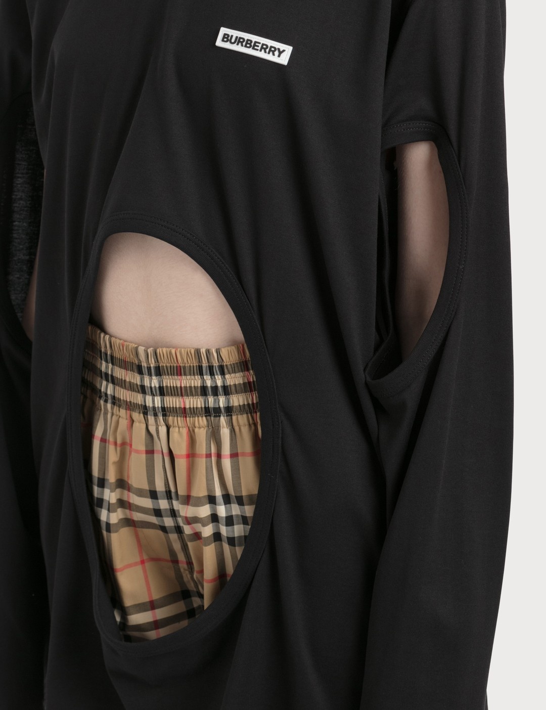 CUT-OUT PANEL SWAN PRINT COTTON OVERSIZED TOP - 6