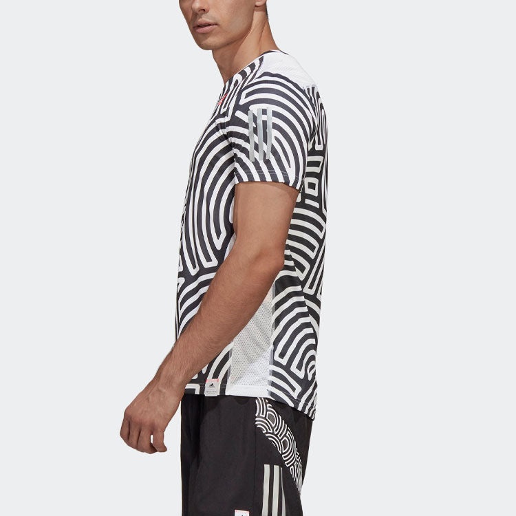 Men's adidas x Hiroko Takahashi Riko Crossover Round Neck Printing Casual Sports Running Short Sleev - 5