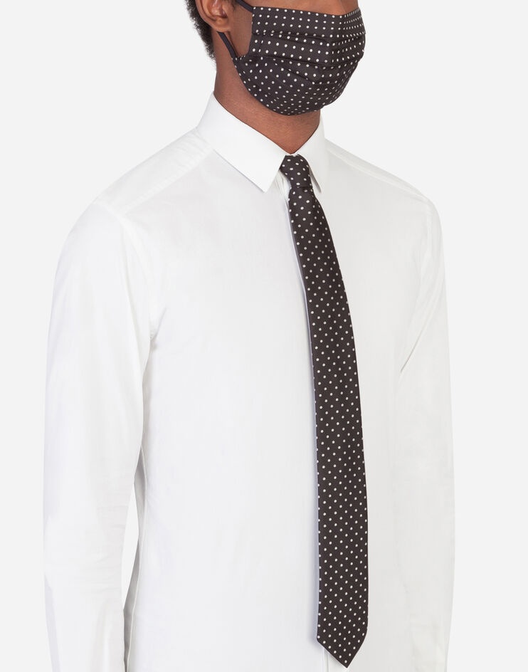 Polka-dot jacquard face mask and tie set - 1