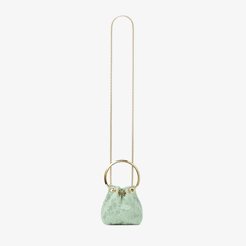Micro Bon Bon Verde Satin and Jimmy Choo Lace Mini Bucket Bag 5