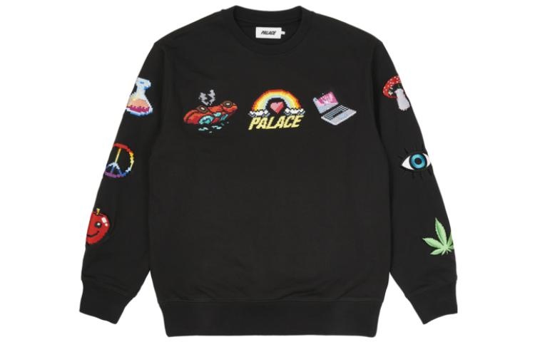 Palace SS22 Mixed Media Bitmap Crew Sweater 'Black' P22CS206 - 2
