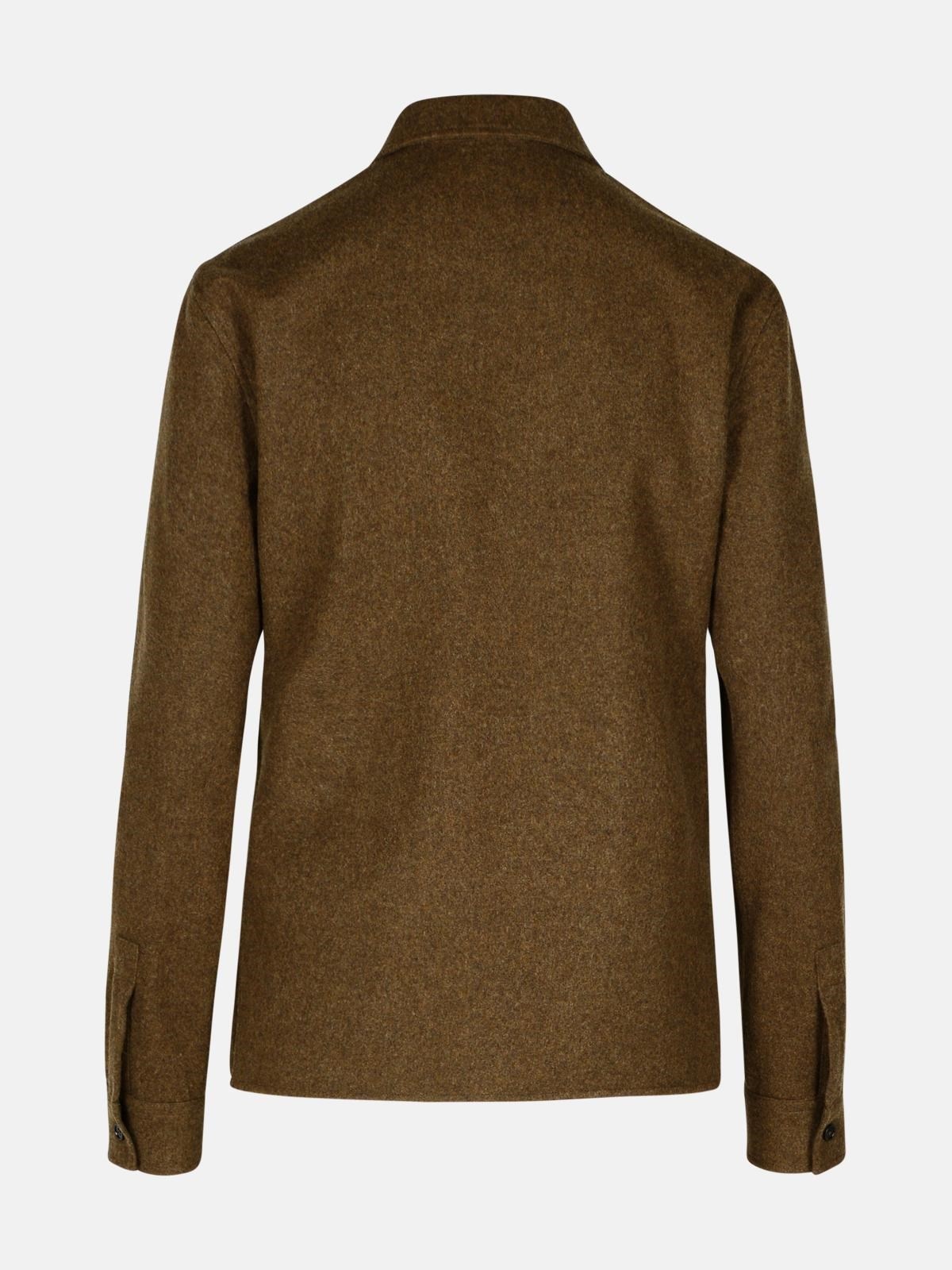 BROWN WOOL SHIRT - 3
