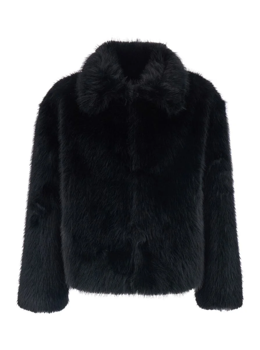 Tonywack Black Jacket With Classic Collar In Faux Fur Man - 1