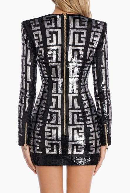 Short sequinned Balmain monogram dress - 8