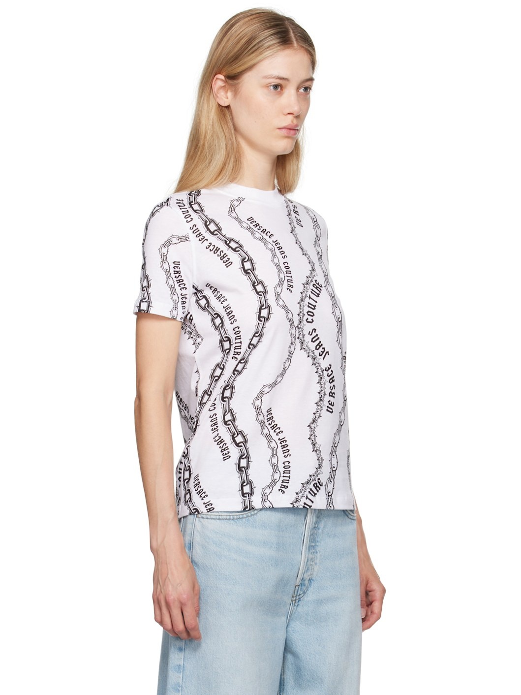 White & Black Chain Couture T-Shirt - 2