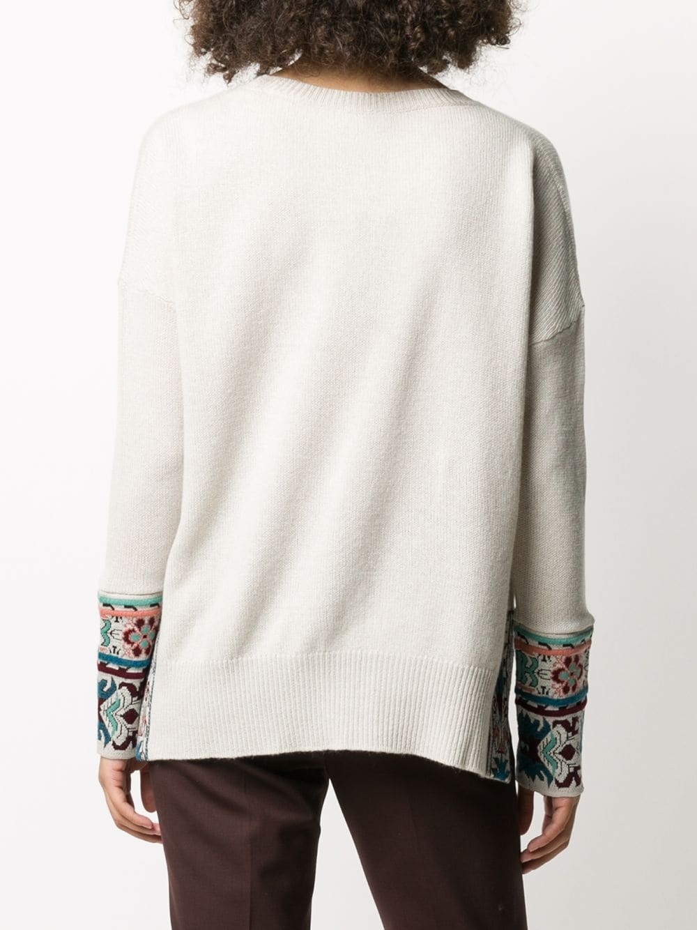 floral-cuff sweater - 4