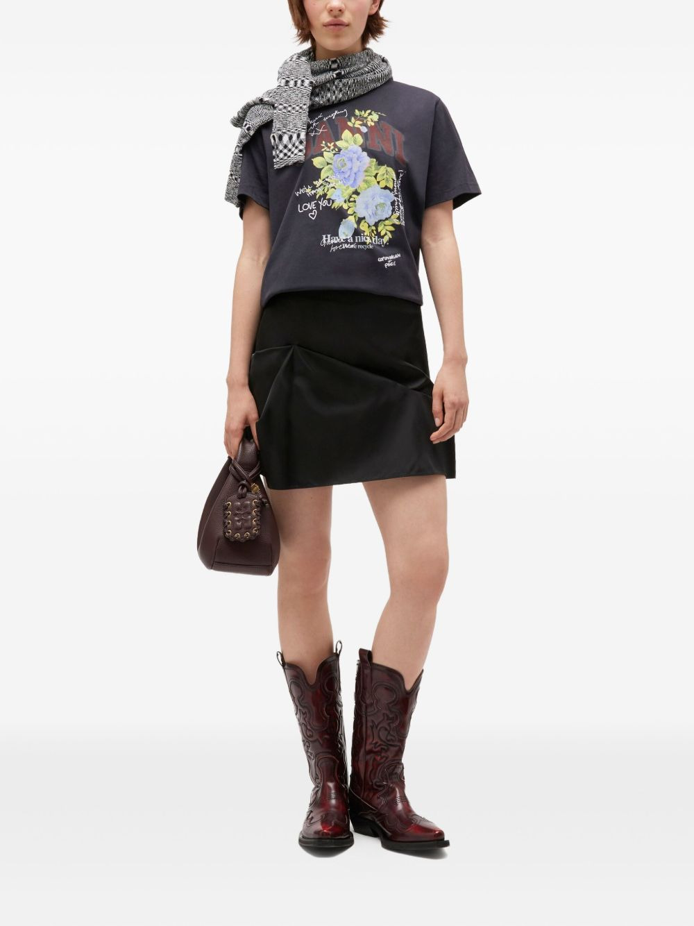 floral-print graphic T-shirt - 2