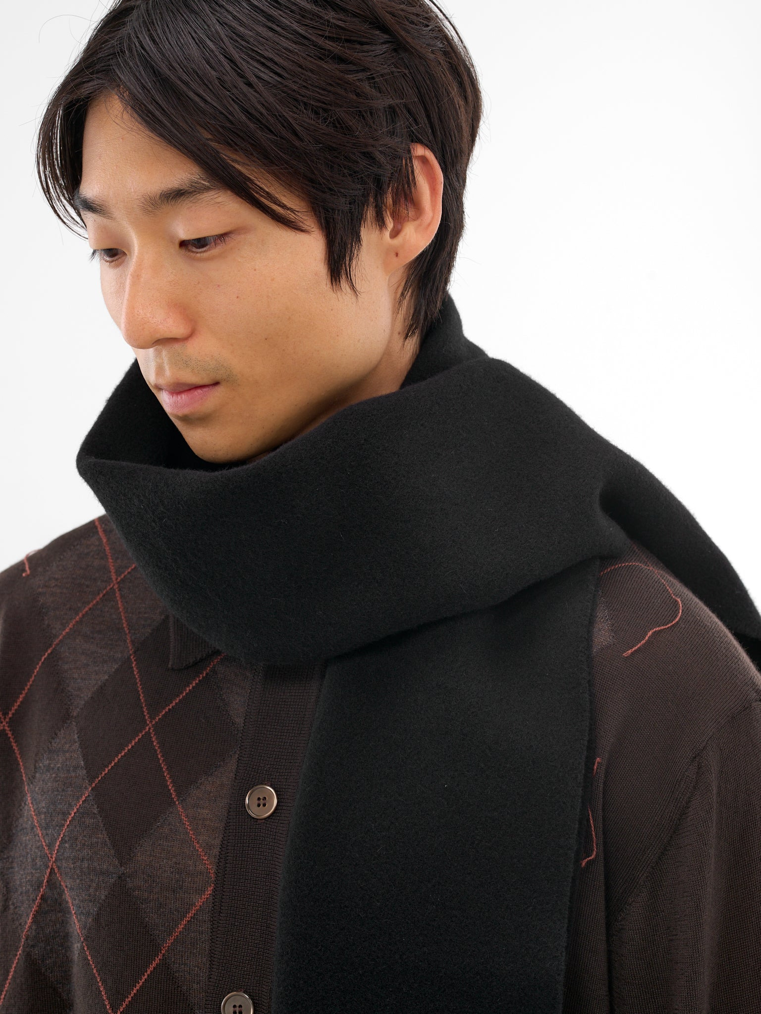 Black Wool Estate Scarf - 2