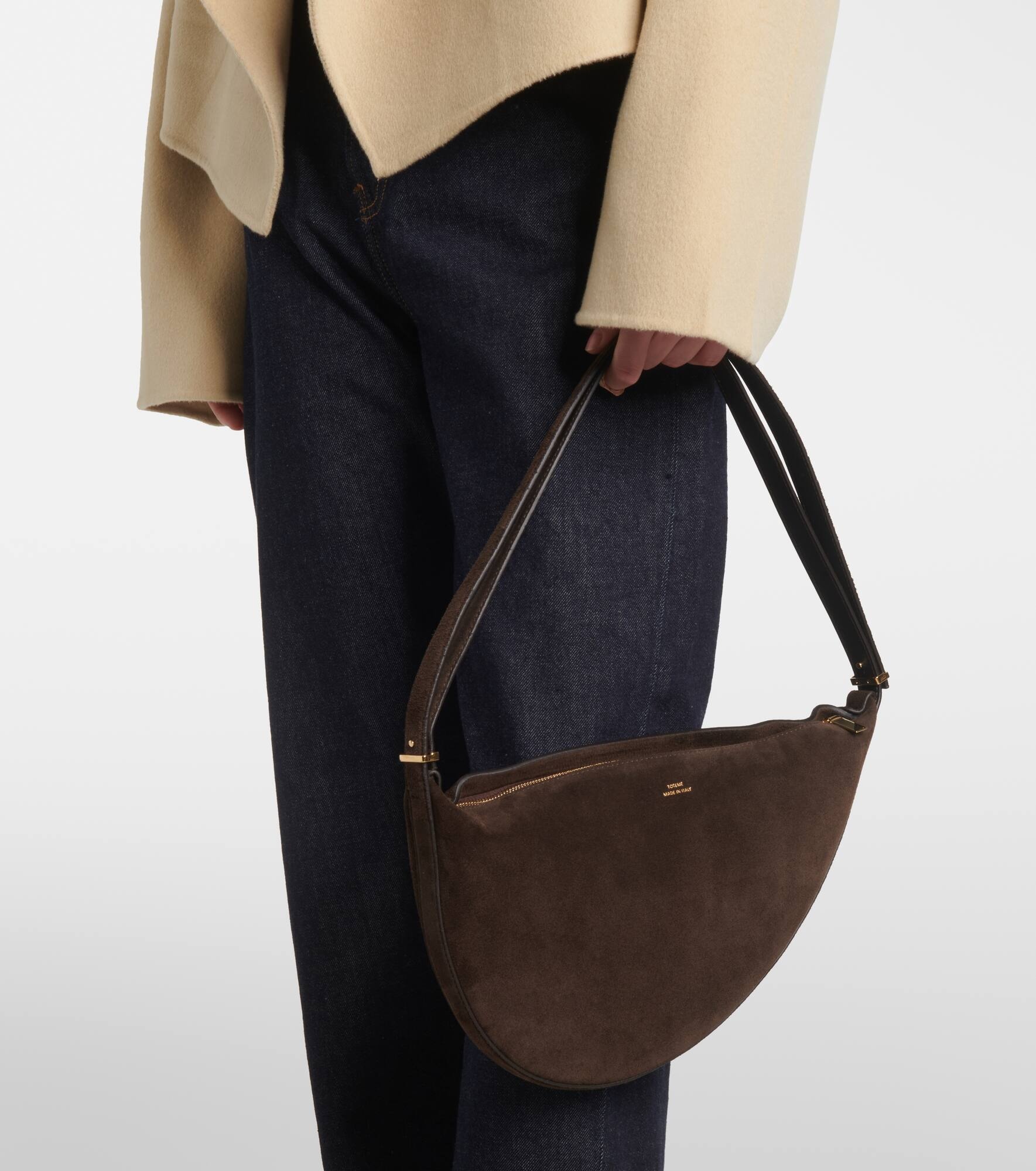 Scooped suede shoulder bag - 7