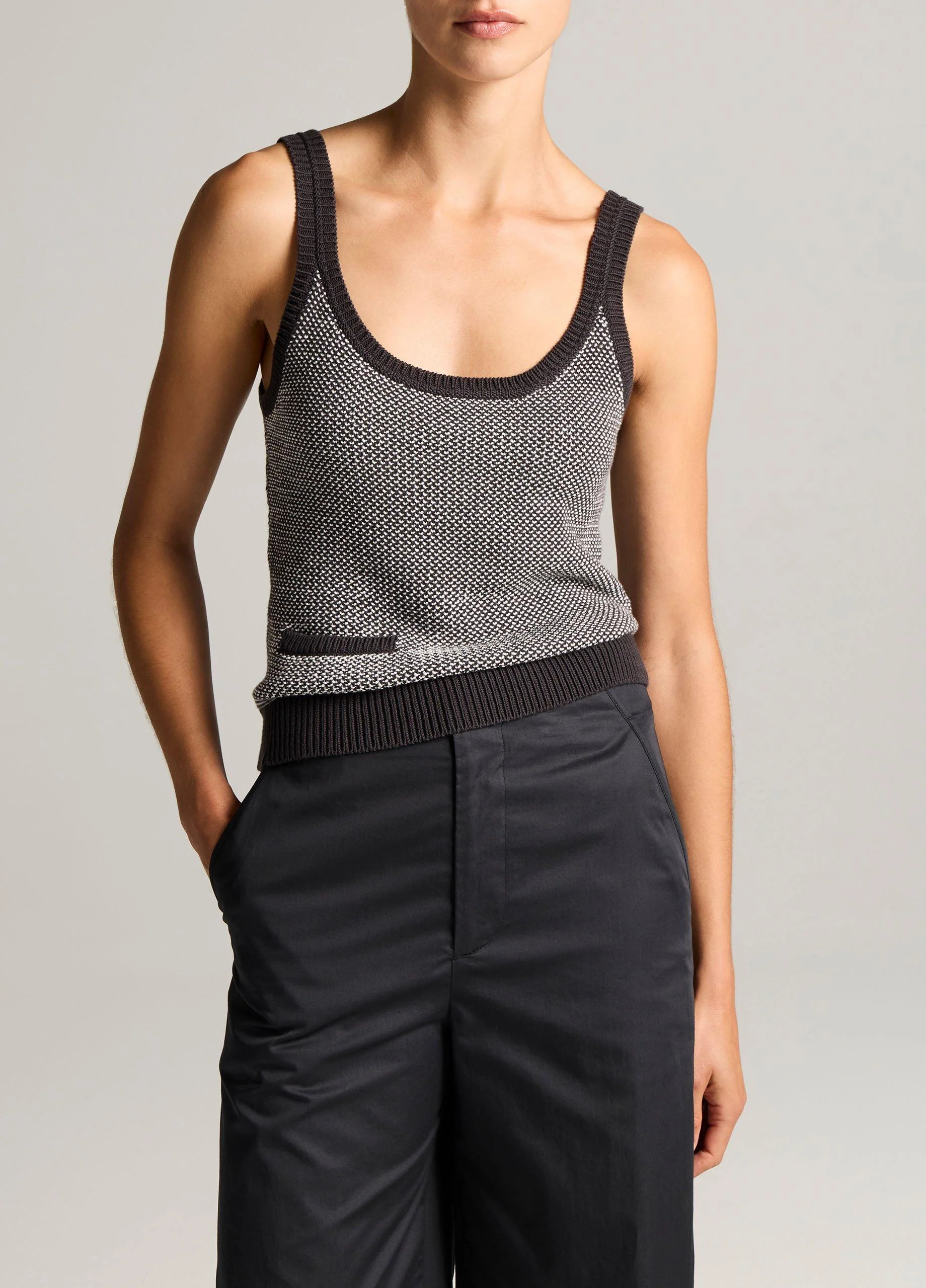 Birdseye Cotton Pocket Tank - 1
