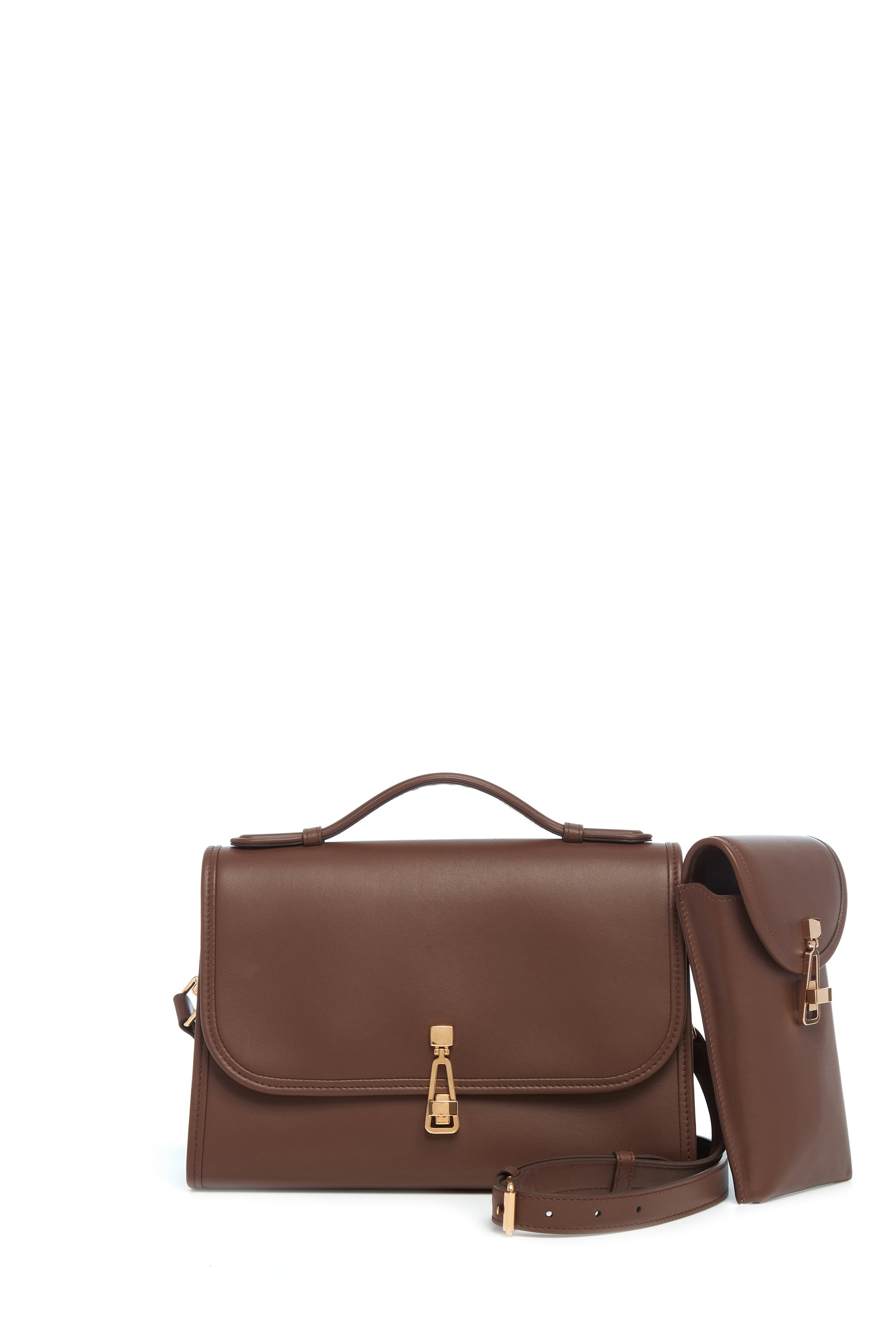Medium Leonora Flap Bag in Chocolate Leather - 4