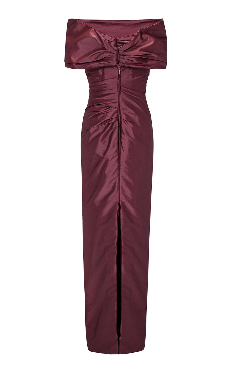 MARMAR HALIM Draped Silk Column Gown red outlook
