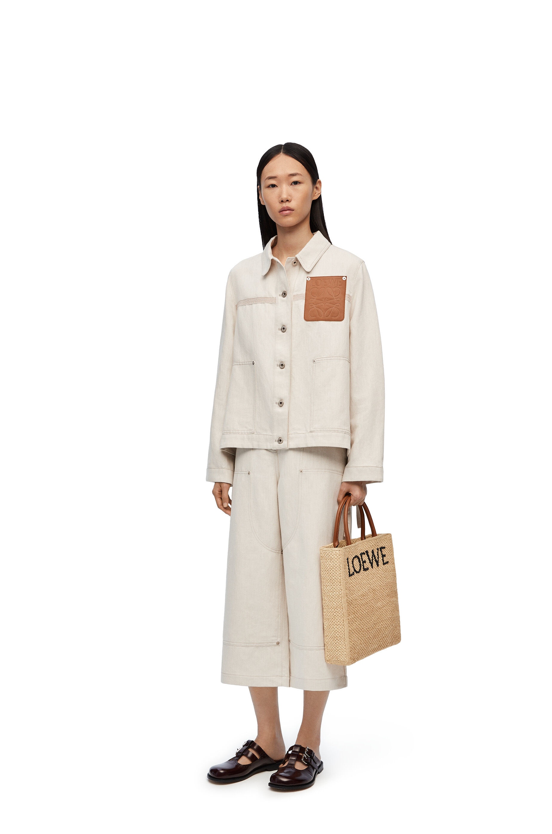 Cropped workwear trousers in cotton and  linen - 2